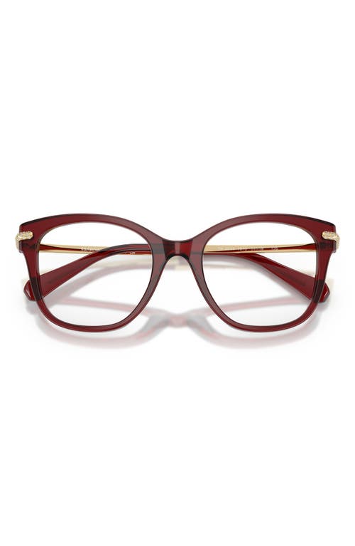 Swarovski 49mm Crystal Embellished Square Optical Glasses In Transp Burgundy/demo Lens
