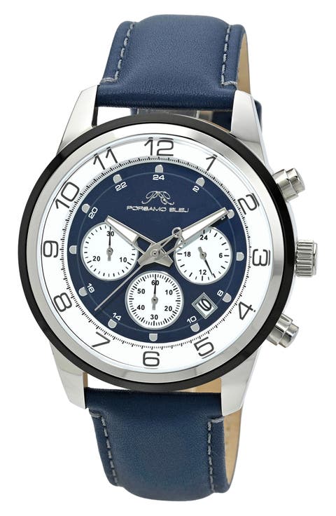 Arthur Chronograph Leather of Silicone Strap Watch, 44mm