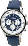 PORSAMO BLEU Arthur Chronograph Leather of Silicone Strap Watch, 44mm