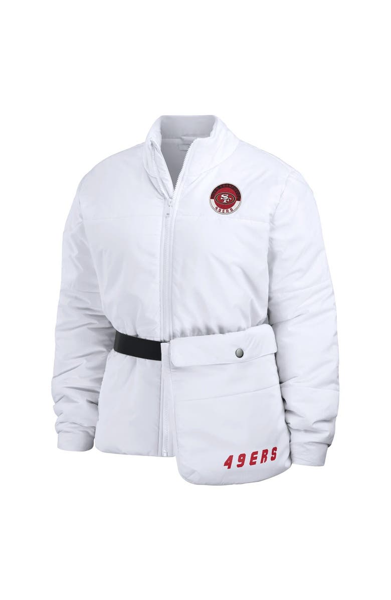 WEAR by Erin Andrews Women's WEAR by Erin Andrews  White San Francisco 49ers Packaway Full-Zip Puffer Jacket, Alternate, color, White