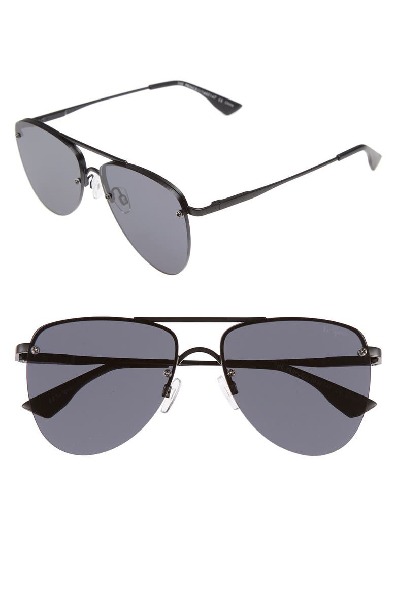 The Prince 57mm Aviator Sunglasses, Main, color, BLACK
