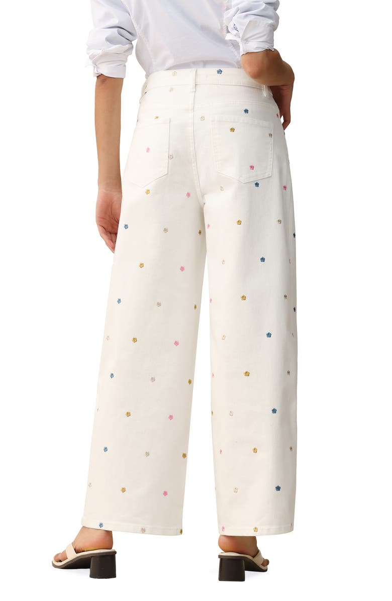 Bayeas Floral Embroidered Wide Leg Jeans, Alternate, color, White