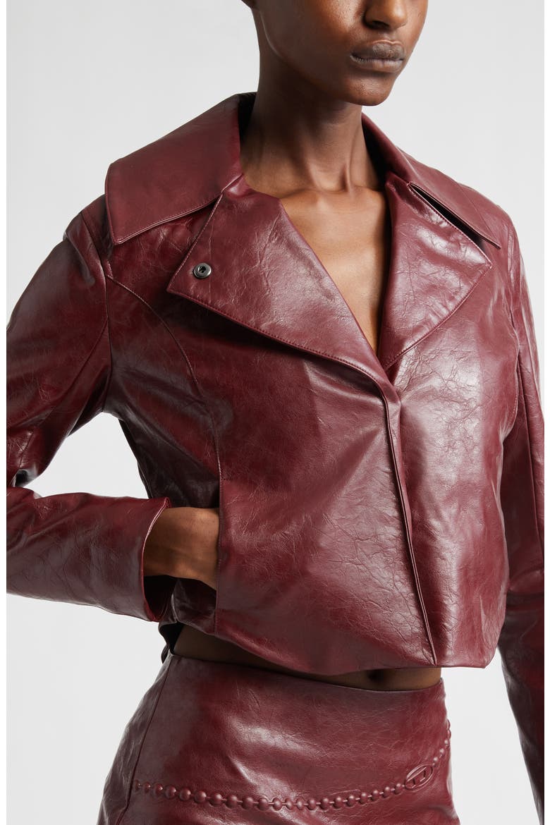G-Ameck Faux Leather Crop Jacket, Alternate, color, BORDEAUX