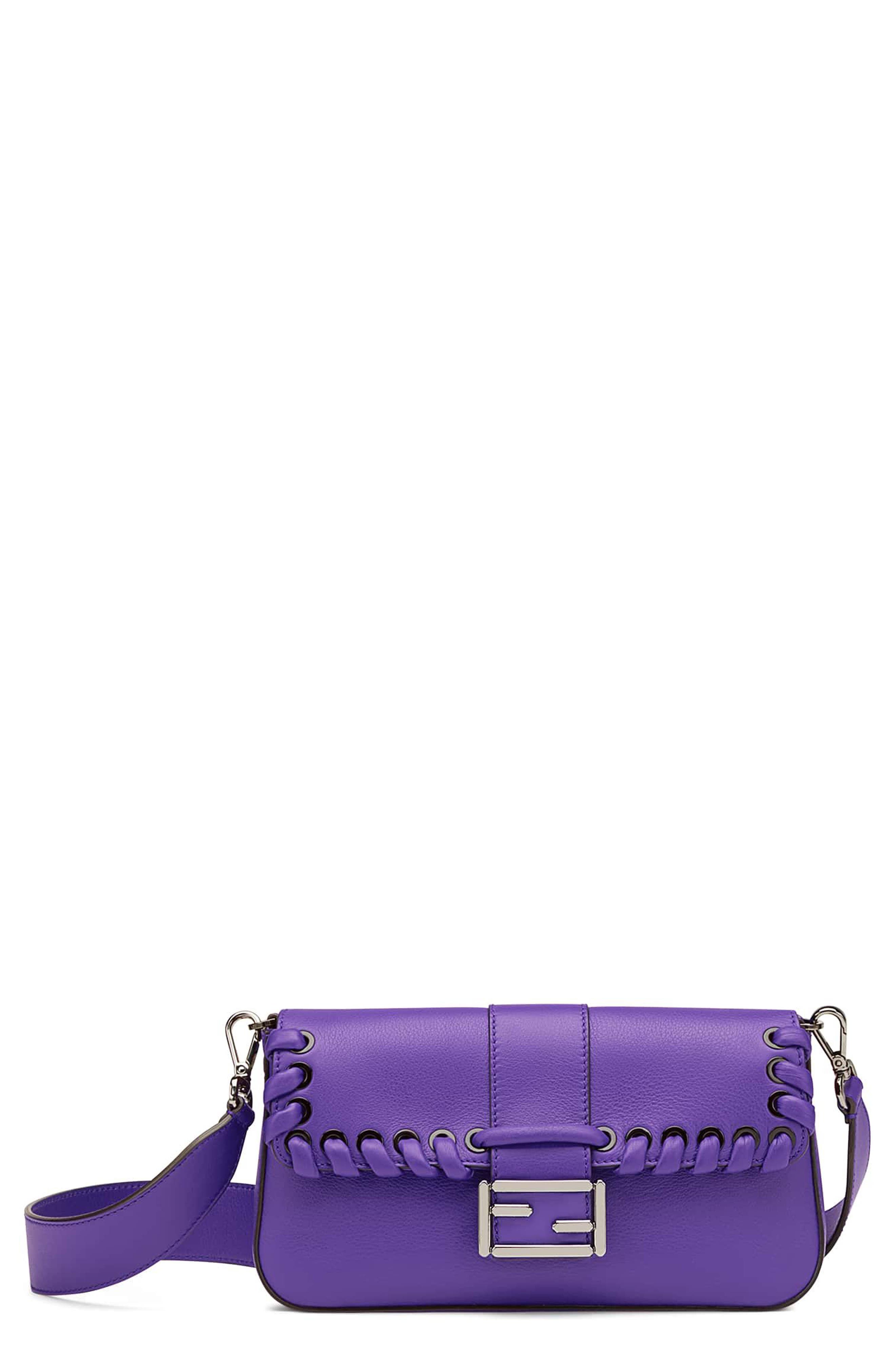 Fendi 'Dolce' Calfskin Leather Baguette, Main, color, 