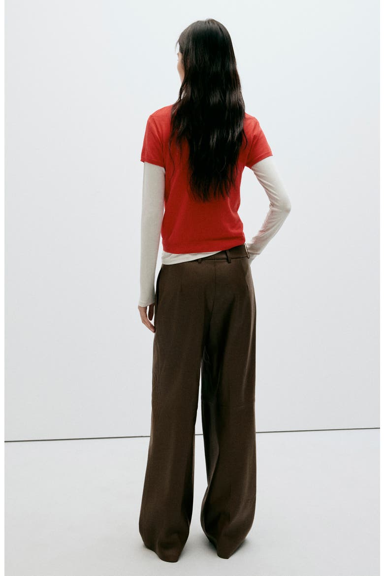 Riga Faux Leather Wide Leg Pants, Alternate, color, BROWN