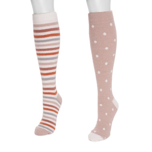 Muk Luks Compression Cozy Tall Sock 2 Pair Pack In Multi