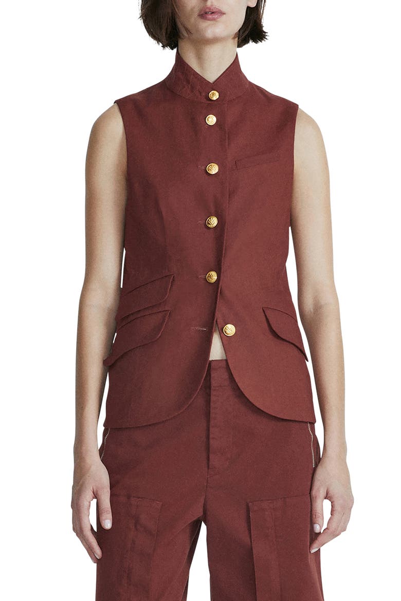 Slade Linen Blend Vest, Main, color, MAHOGANY