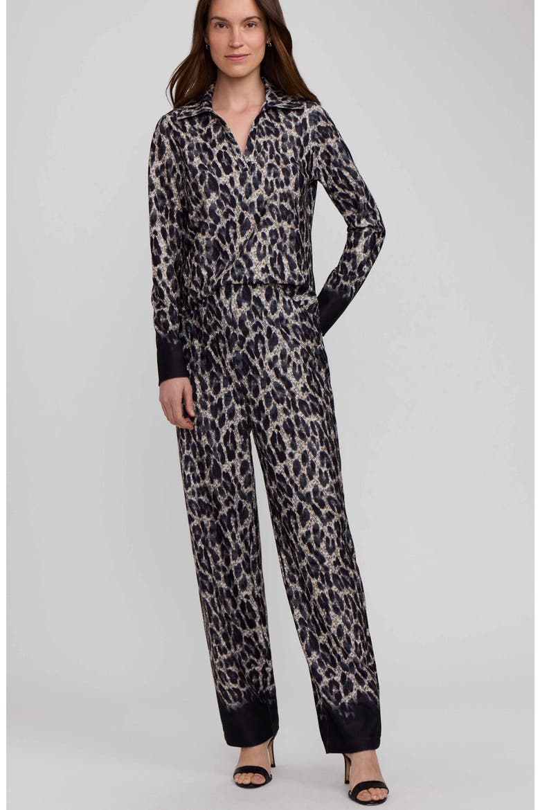 Arlette Cheetah Wide Leg Knit Crepe Pant, Alternate, color, BLACK/ MULTI