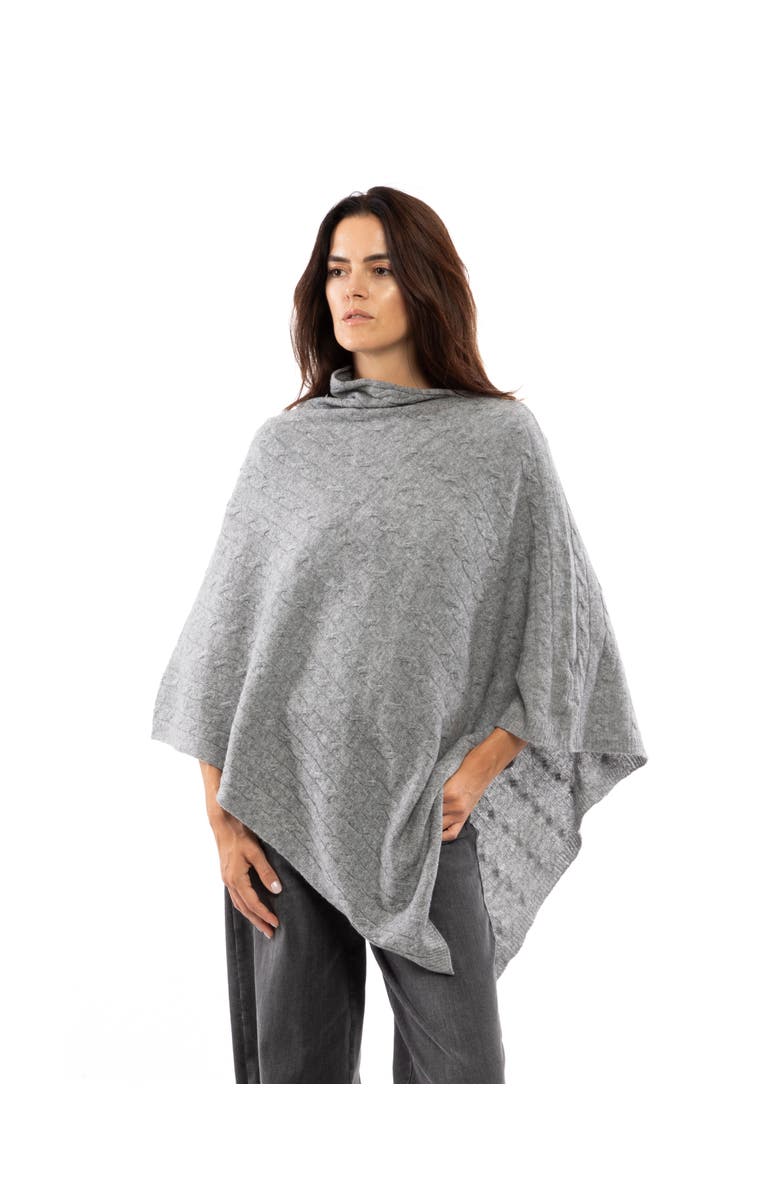 Monticelli Cashmere Pure Cashmere Textured Knit Poncho, Alternate, color, Forest Green