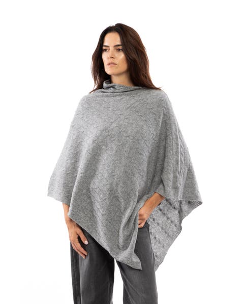 Pure Cashmere Textured Knit Poncho