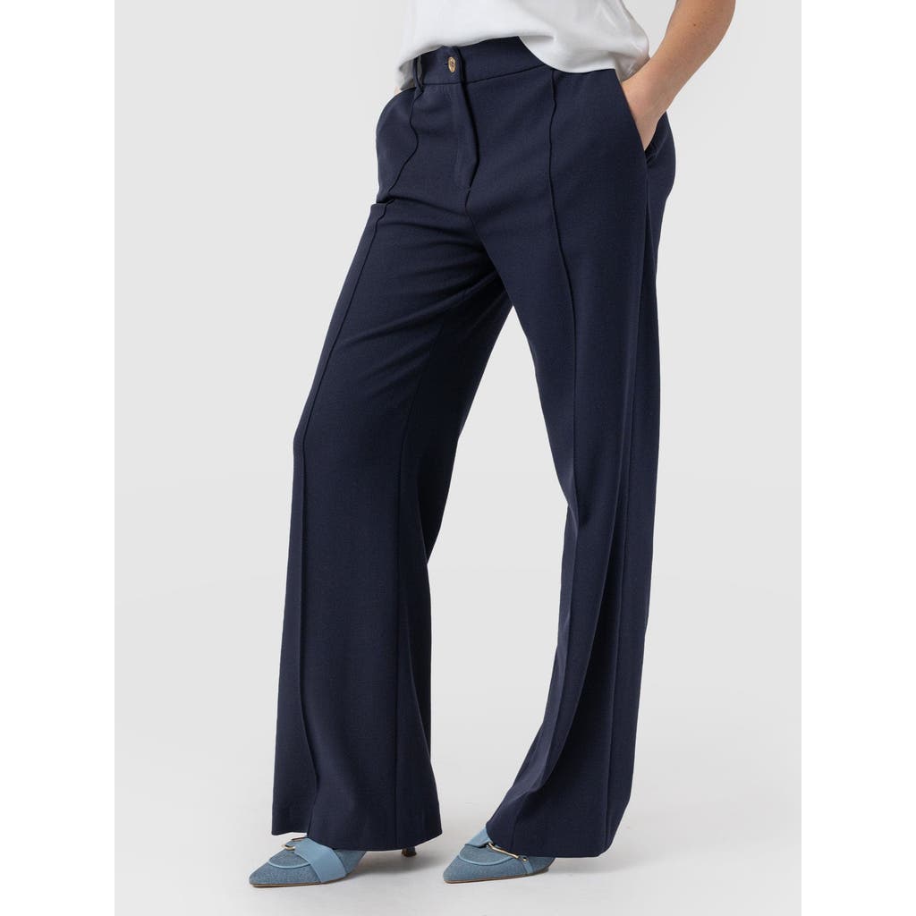 Saint + Sofia Cambridge Tailored Wide Leg Pant In Blue