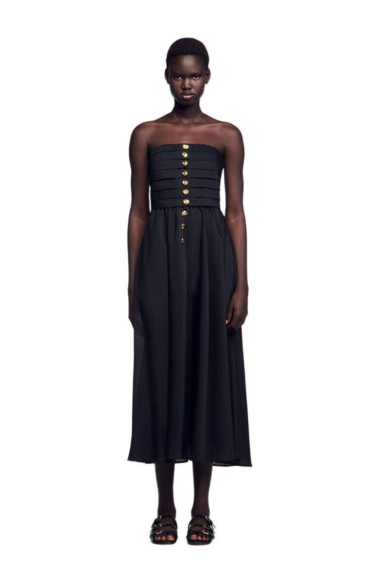 SANDRO Long bustier dress, Main, color, 