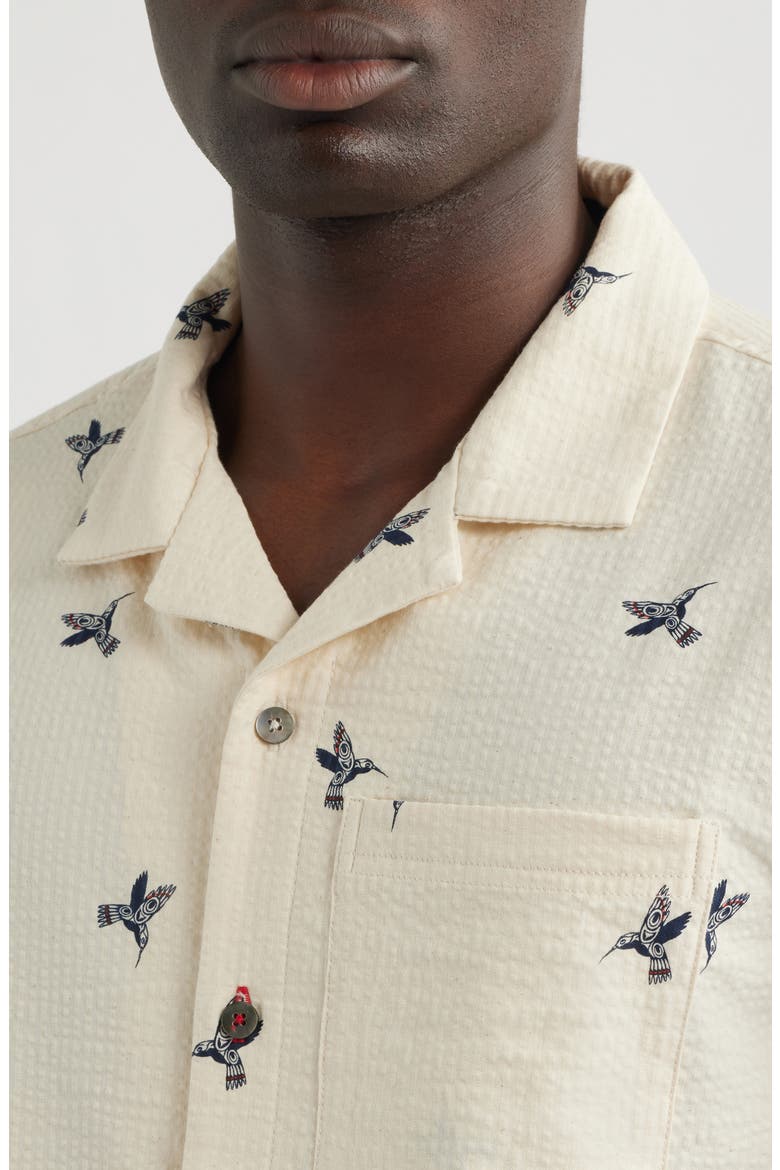 Mr. Lynch's Seersucker Camp Shirt, Alternate, color, NATURAL HUMMINGBIRD