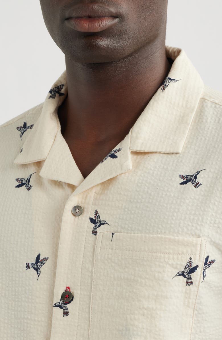 Imperfects Mr. Lynch's Seersucker Camp Shirt, Alternate, color, Natural Hummingbird