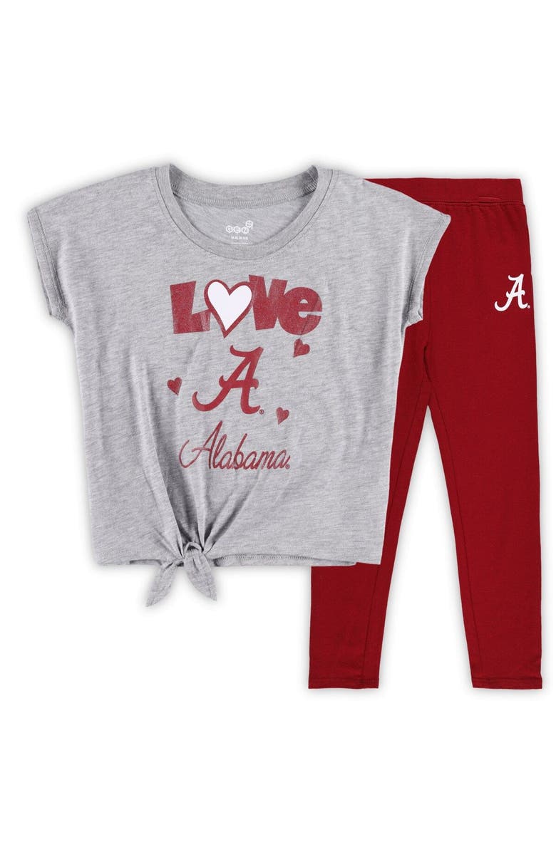 Outerstuff Preschool & Toddler Heathered Gray/Crimson Alabama Crimson Tide Forever Love T-Shirt & Leggings Set, Main, color,