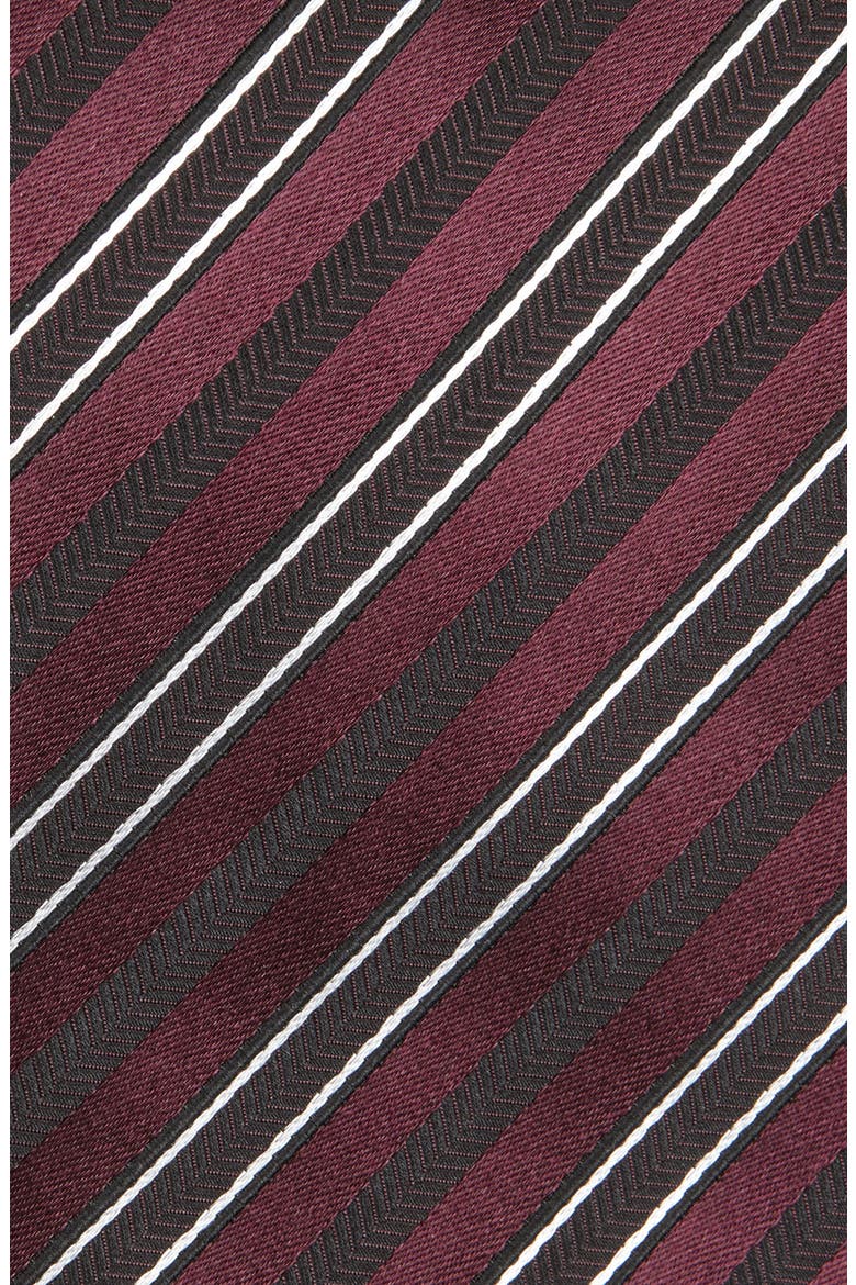 Stripe Silk Blend Tie, Alternate, color, BURGUNDY