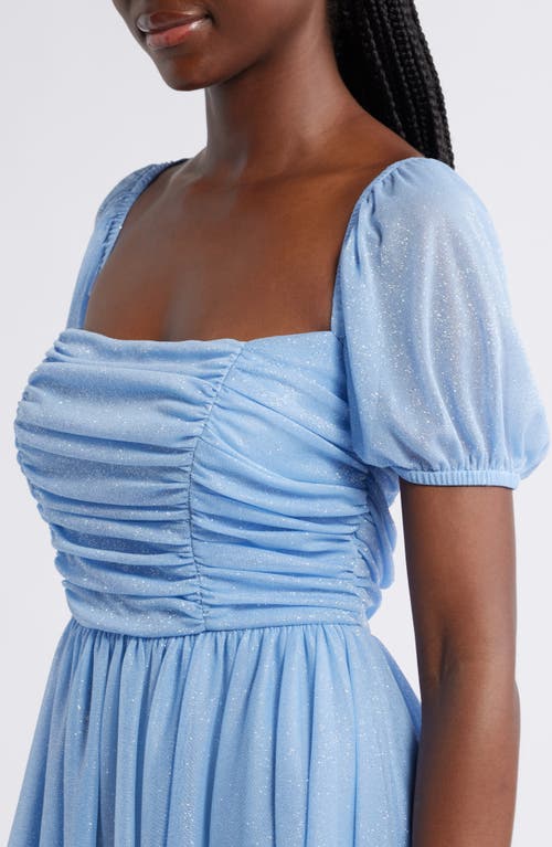 Jump Apparel Glitter Puff Sleeve Cocktail Minidress In Blue