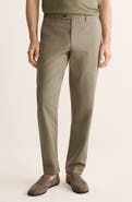MANGO Slim Fit Flat Front Wool & Cotton Twill Pants