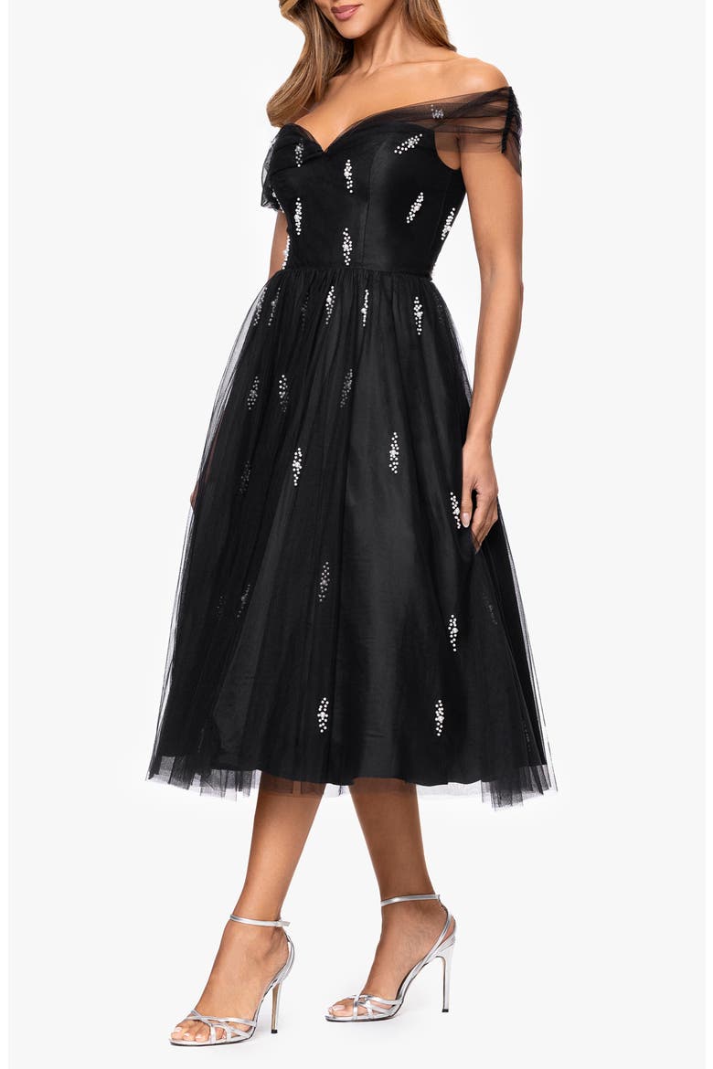 Embellished Tulle Cocktail Dress, Alternate, color, BLACK