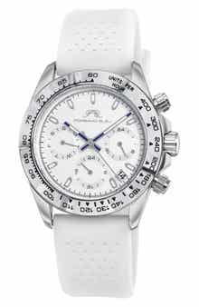 PORSAMO BLEU Women's Alexis Chronograph Sport White Silicone Watch, 37mm