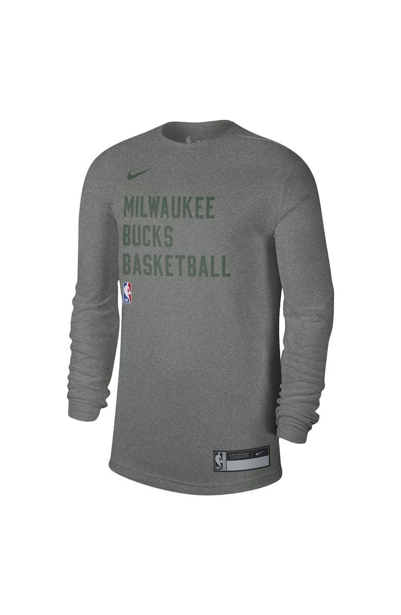 Nike Unisex Nike Heather Gray Milwaukee Bucks 2023/24 Legend On-Court Practice Long Sleeve T-Shirt, Alternate, color, Heather Gray