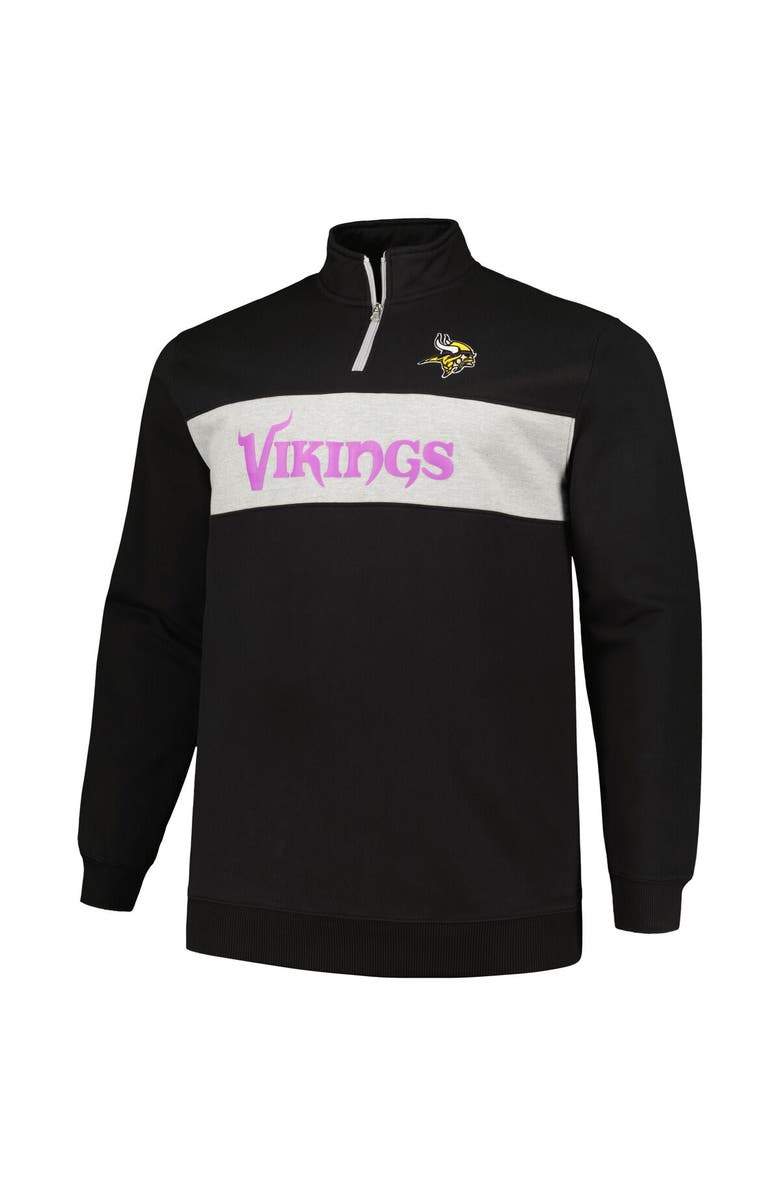 PROFILE Men's Profile Black Minnesota Vikings Big & Tall Fleece Quarter-Zip Jacket, Alternate, color, 