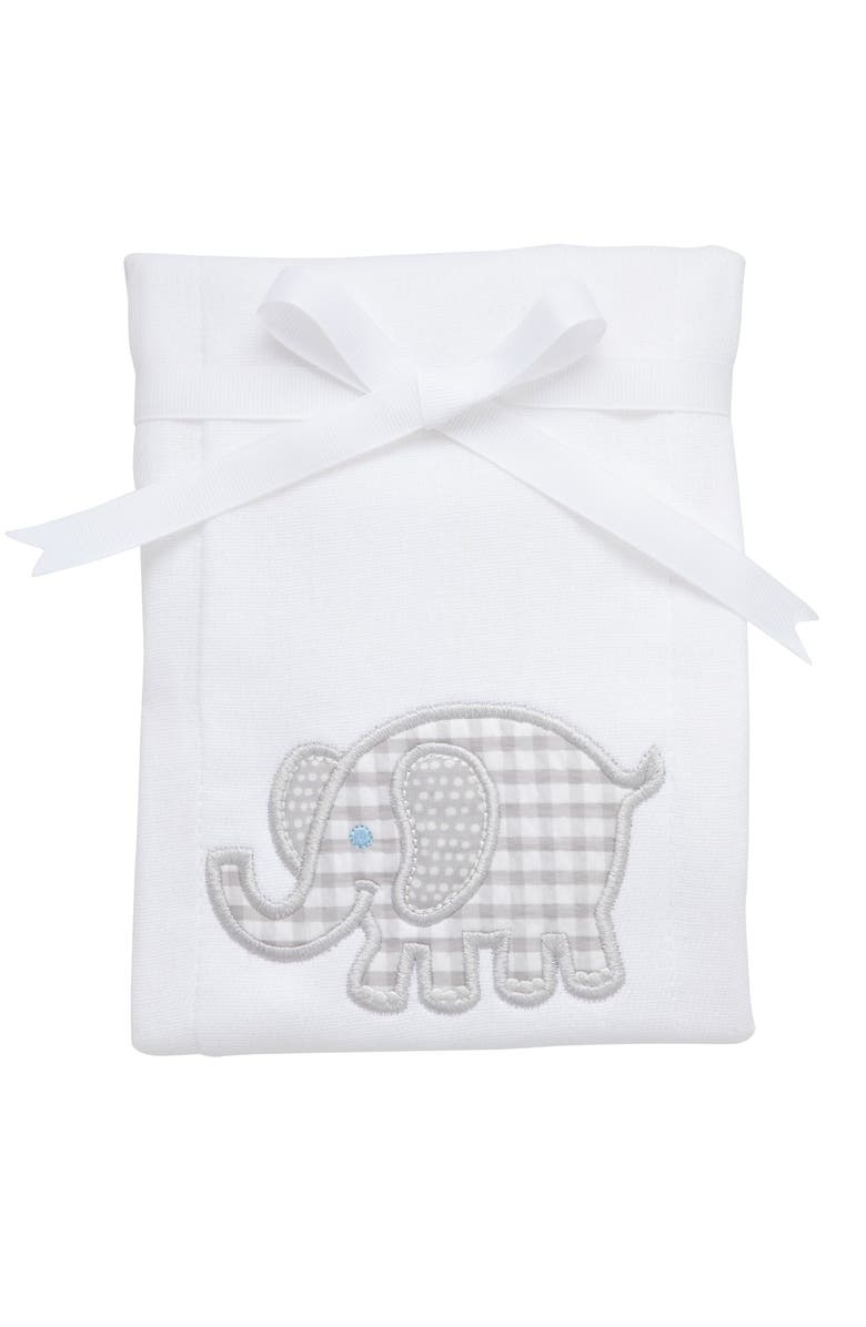 3 Marthas Playful Pals Applique Burp Cloth, Main, color, Gray Elephant