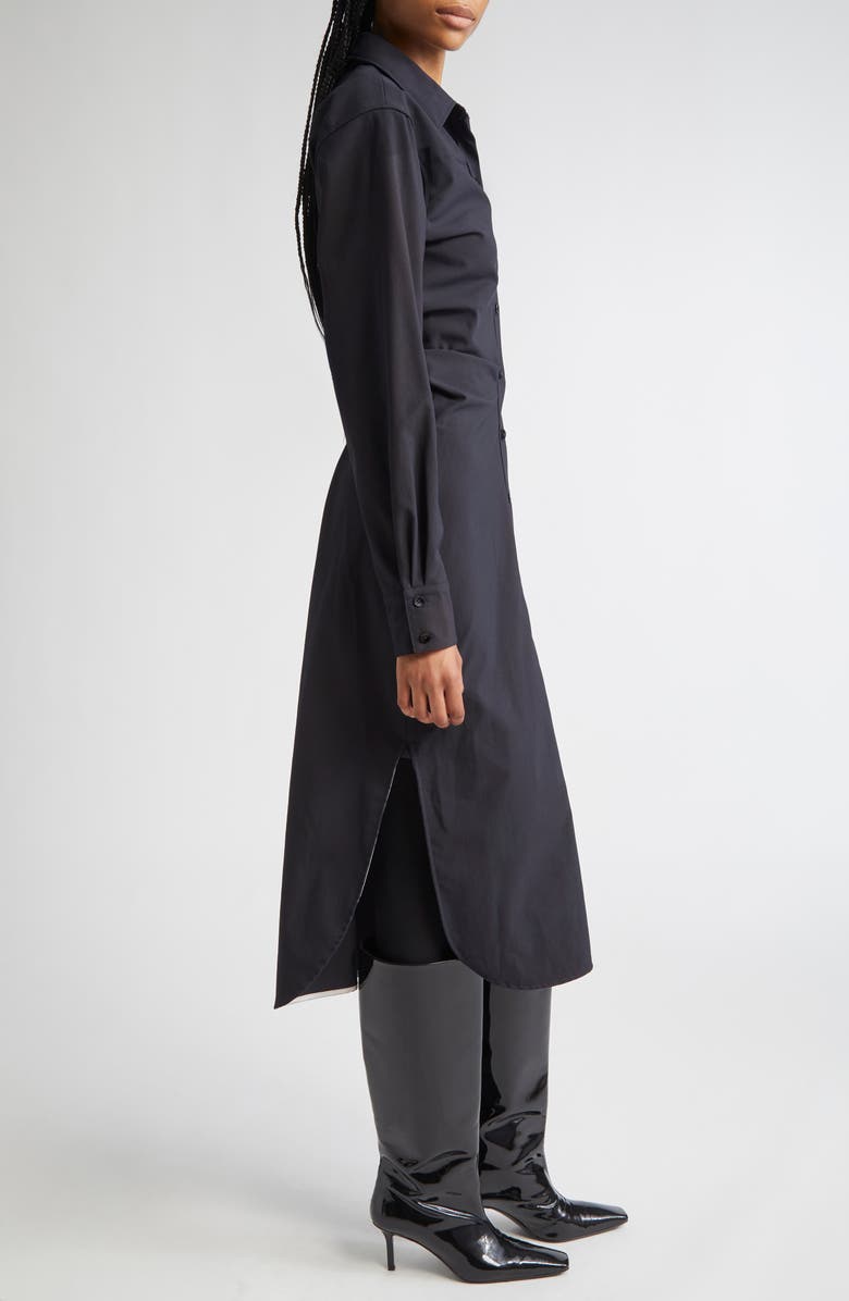 Proenza Schouler Flora Long Sleeve Midi Shirtdress, Alternate, color, Black