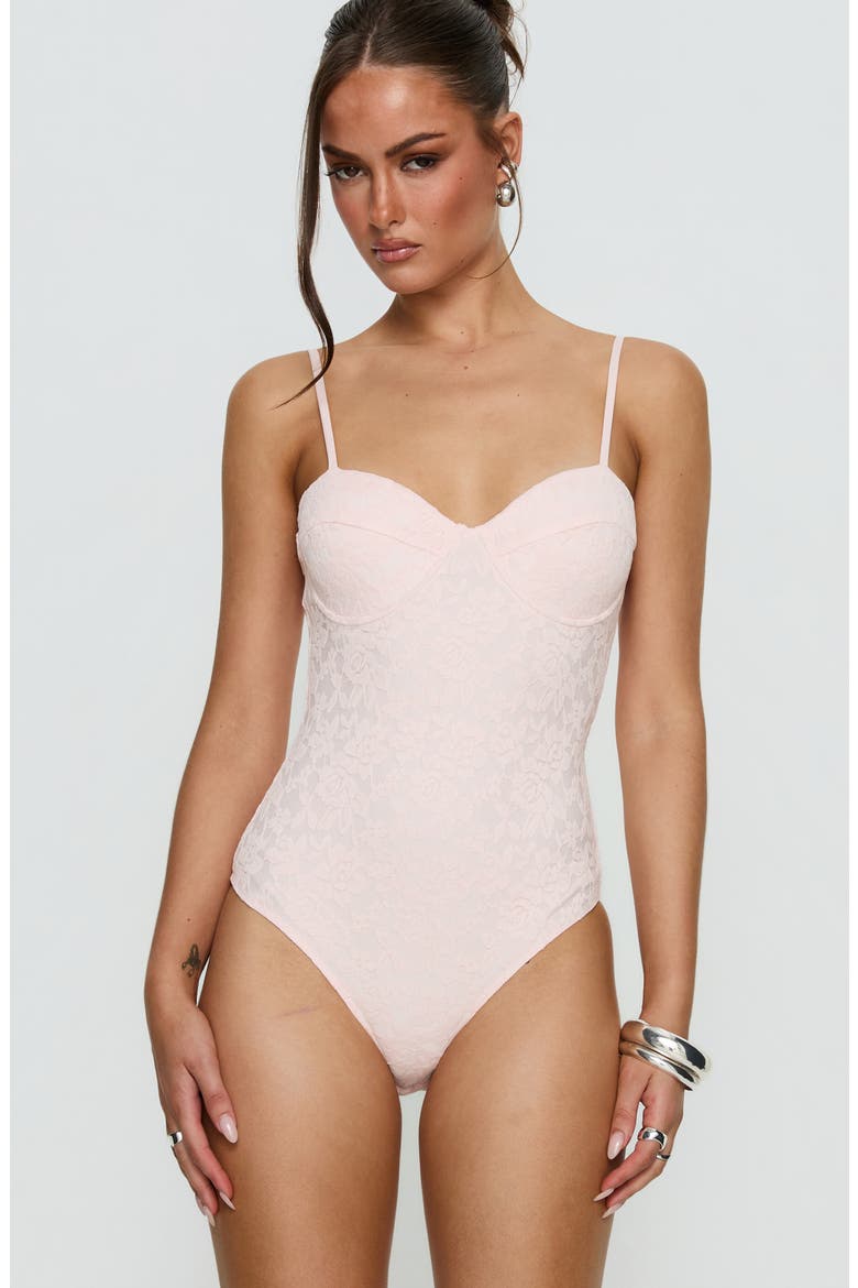 Laryna Lace Bodysuit, Alternate, color, PINK