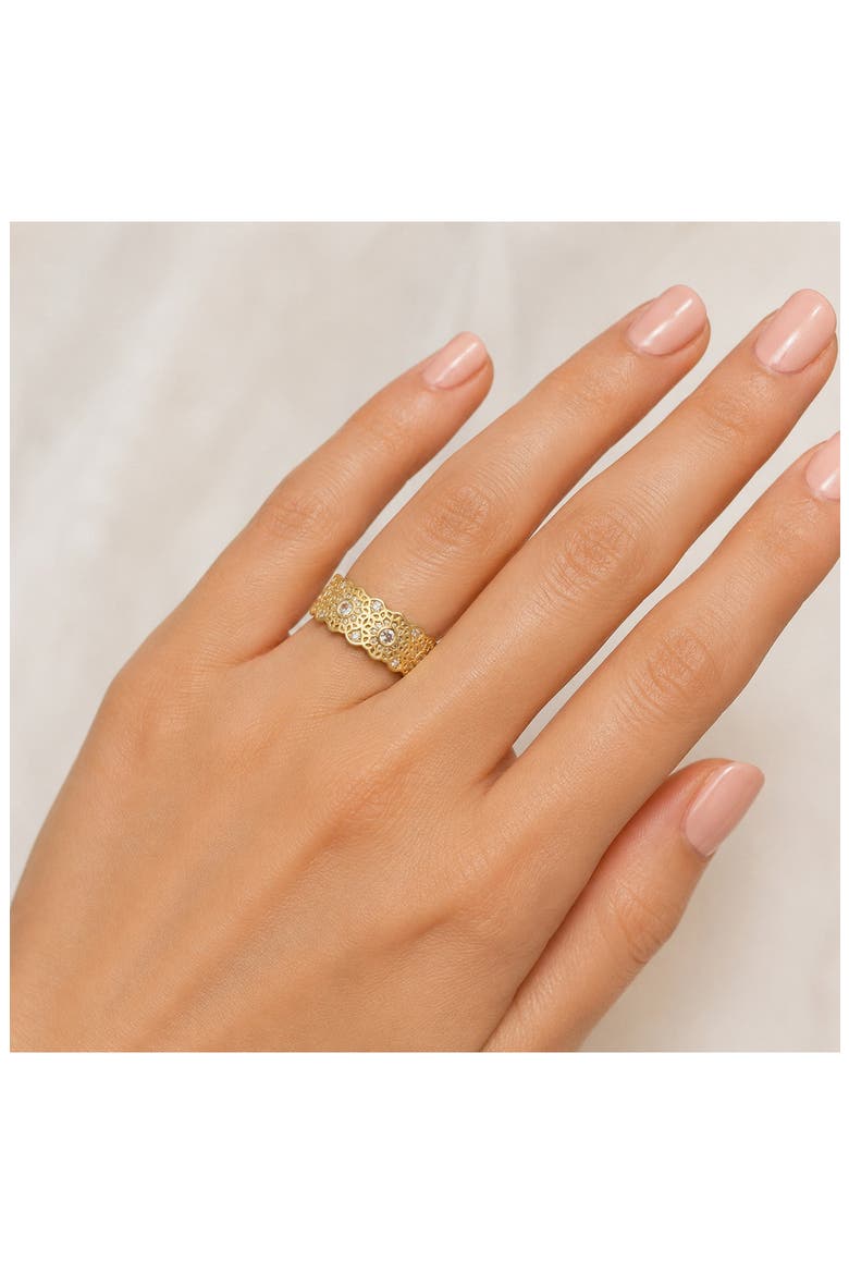 Cubic Zirconia Filigree Eternity Ring, Alternate, color, GOLD