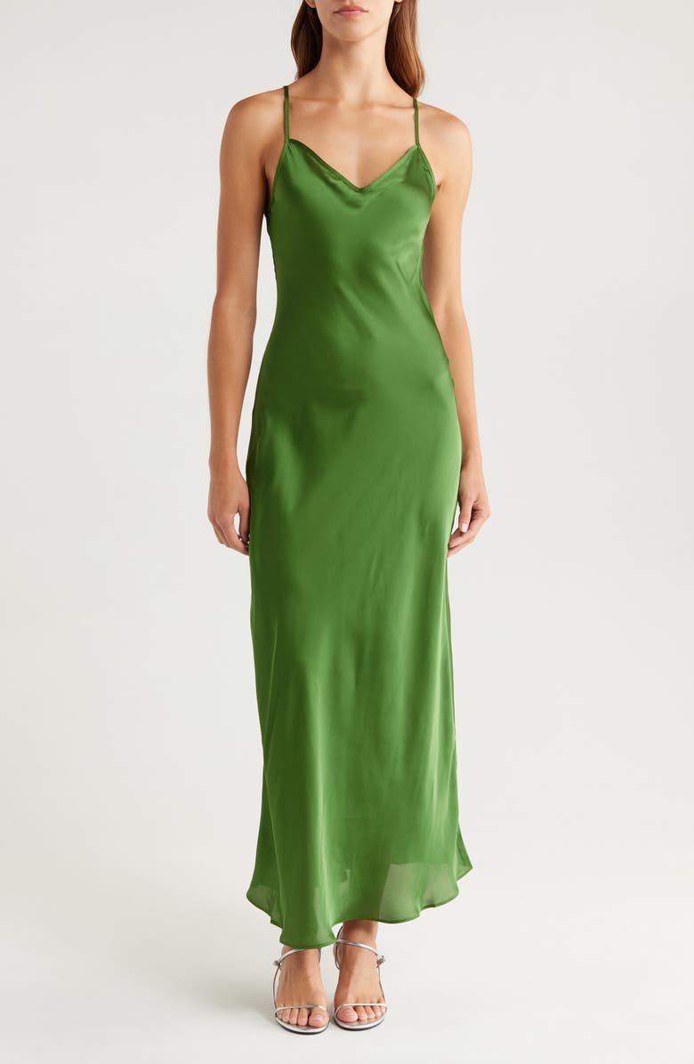 AllSaints Bryony Slipdress, Main, color, Forest Green