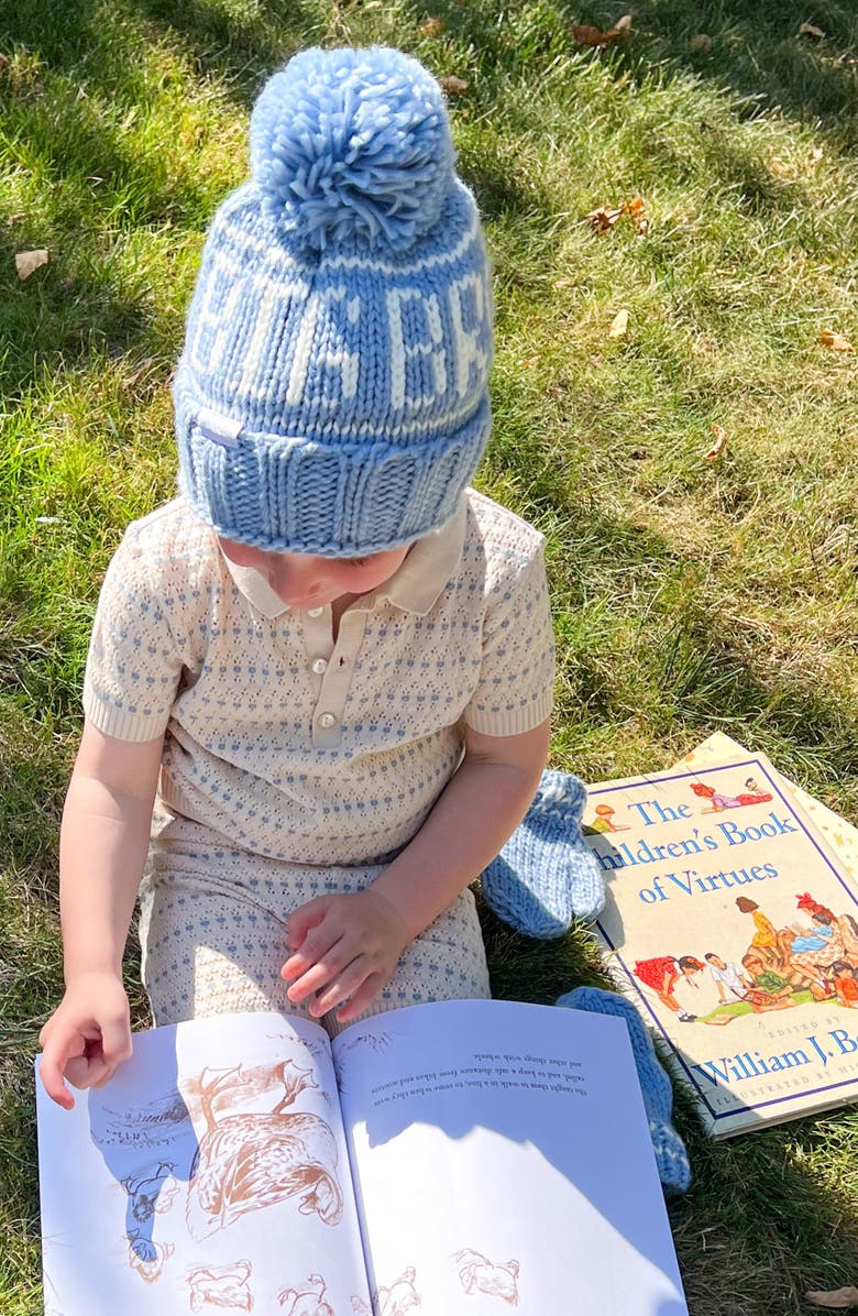 Bits & Bows Big Bro Knit Hat/Mittens Bundle, Alternate, color, Blue