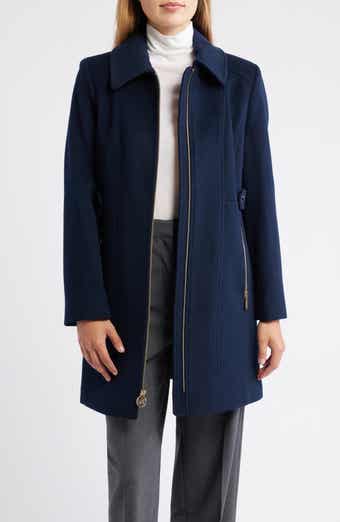 Front Zip Wool Blend Coat