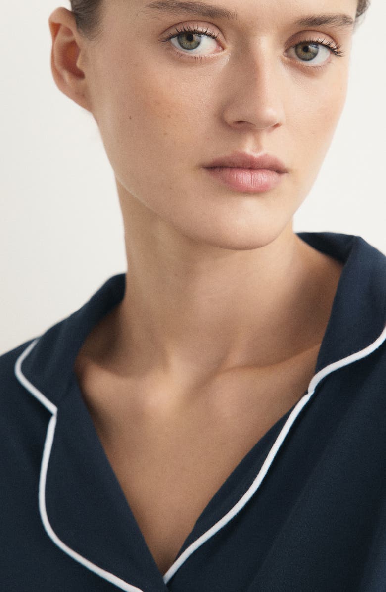 MANGO Piped Pajamas, Alternate, color, Indigo Blue