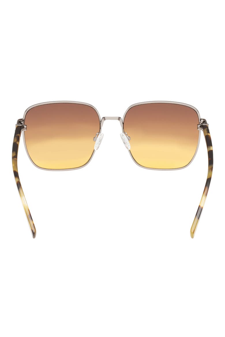 58mm Gradient Square Sunglasses, Alternate, color, SHINY LIGHT NICKELTIN / BROWN