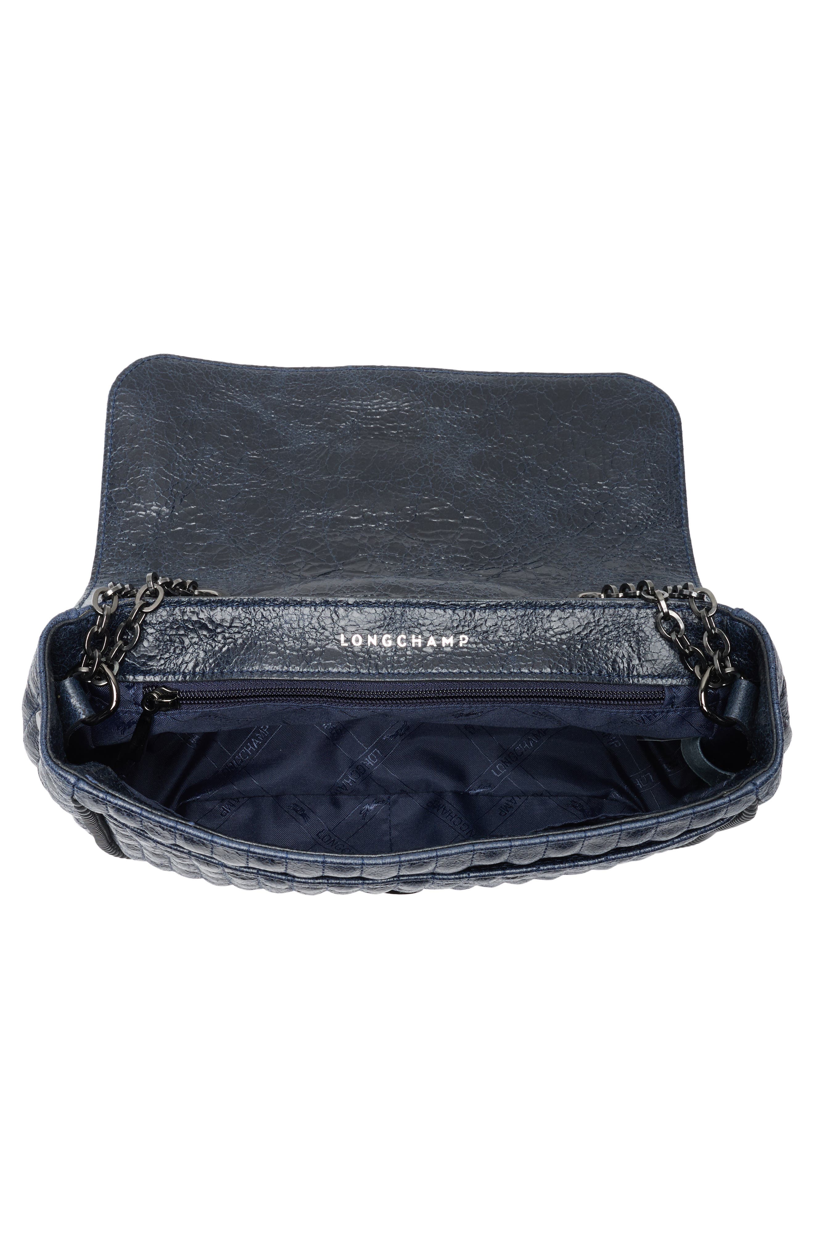 Longchamp Small Amazone Leather Quilted Convertible Crossbody Bag, Alternate, color, Navy