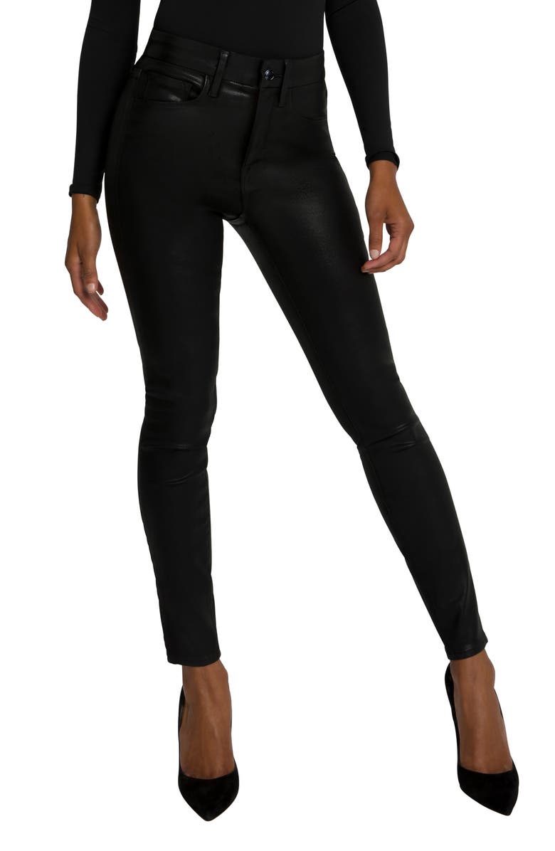 Good American Good Legs Coated Ankle Skinny Jeans, Main, color,