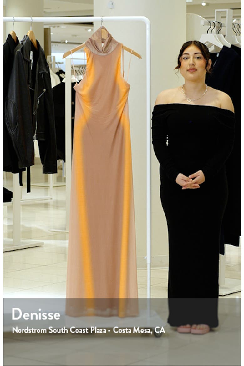 Titus Turtleneck Open Back Mesh Maxi Dress video