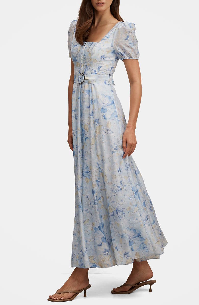 Ever New Marigold Belted Maxi Dress, Alternate, color, Blue Macy Floral