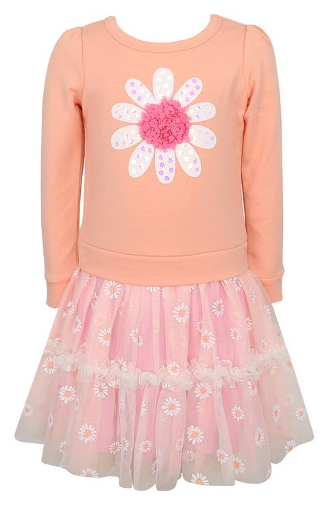 Kids' Long Sleeve Flower Tutu Dress (Toddler & Little Kid)