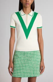 Valentino V Logo Quarter Zip Polo Sweater