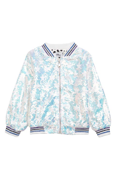 Iridescent Star Sequin Bomber