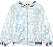 Lola + The Boys Iridescent Star Sequin Bomber