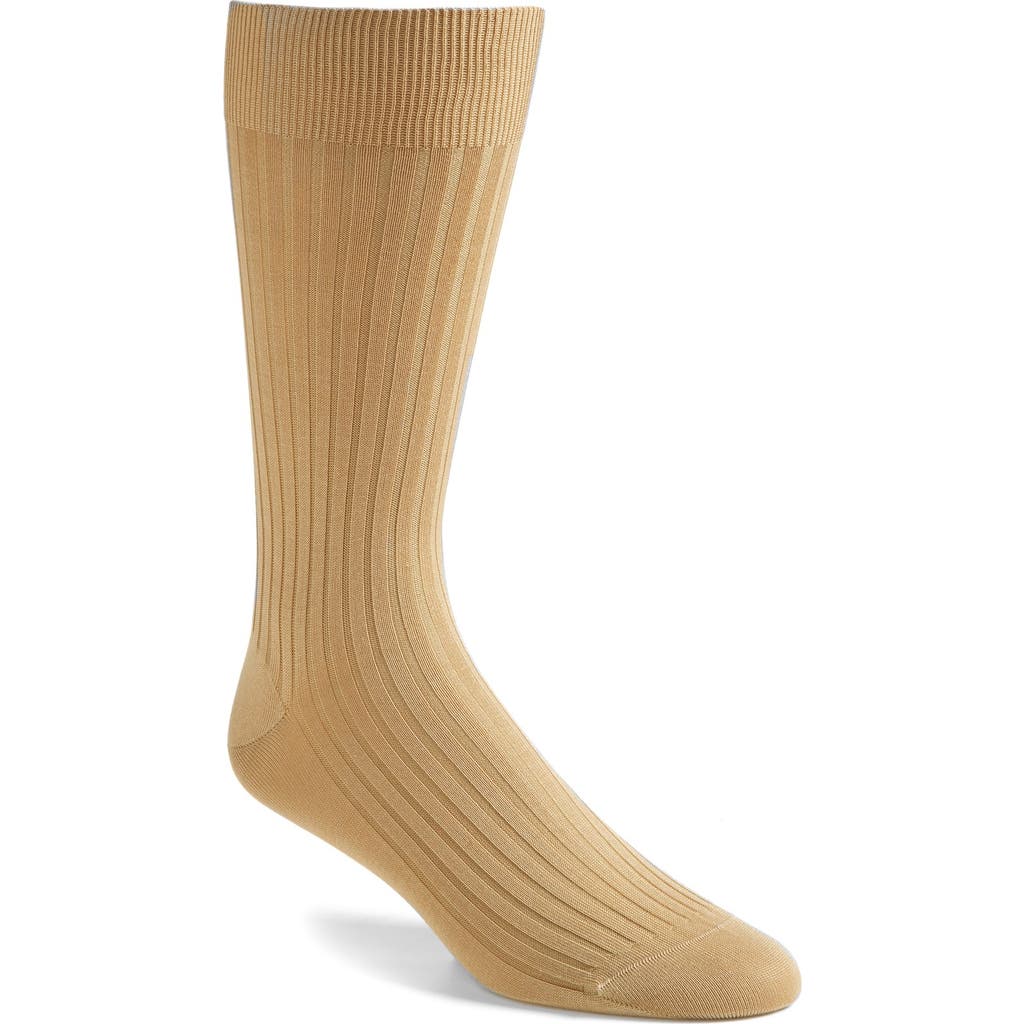 Pantherella Cotton Blend Mid Calf Dress Socks In Light Khaki 08