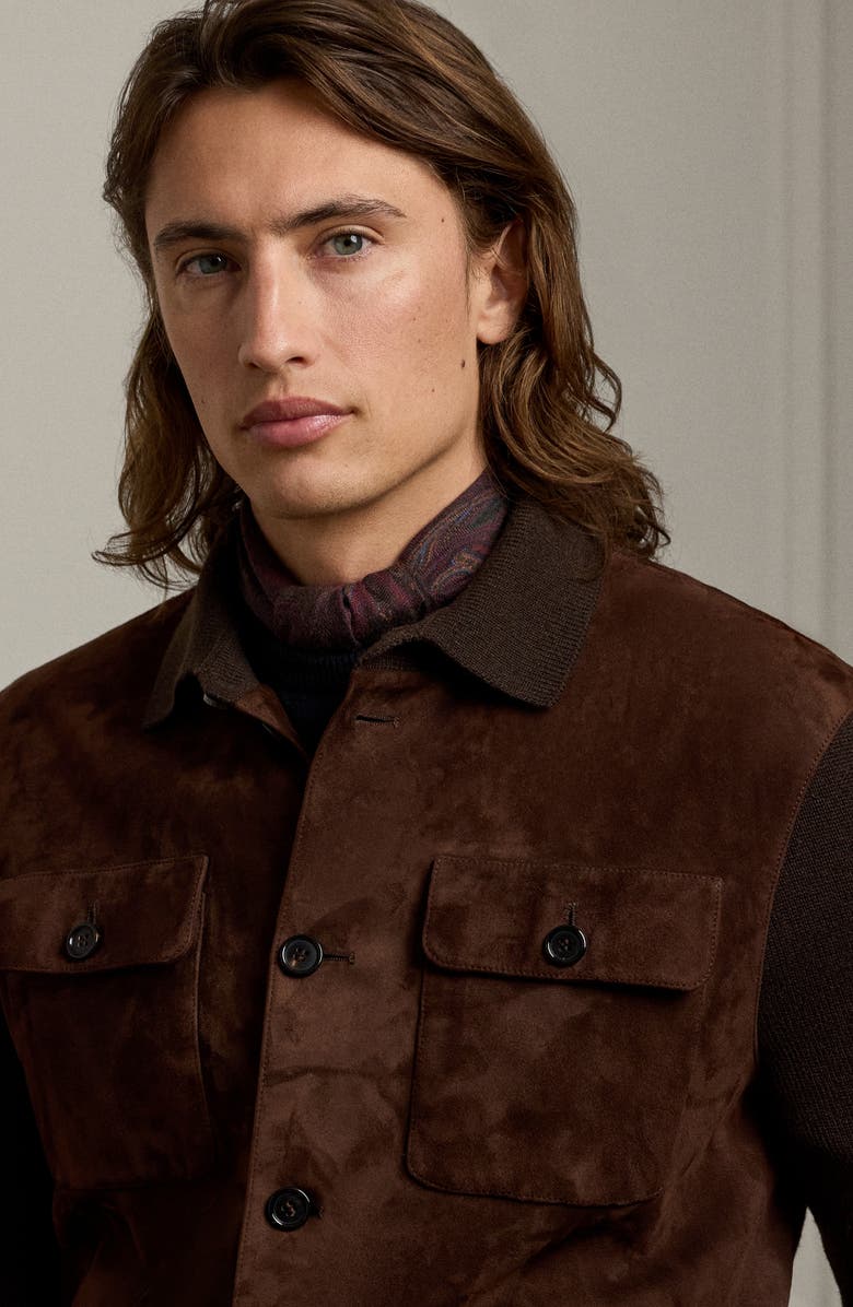 Ralph Lauren Purple Label Suede & Cashmere Button-Up Shirt Jacket, Alternate, color, 