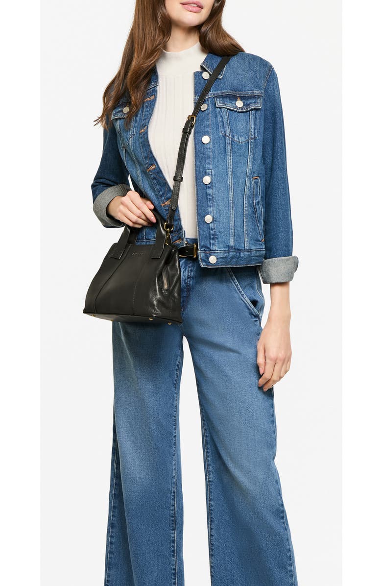 AMERICAN LEATHER CO. Ada Tripe Entry Leather Crossbody Bag, Alternate, color, Black Smooth