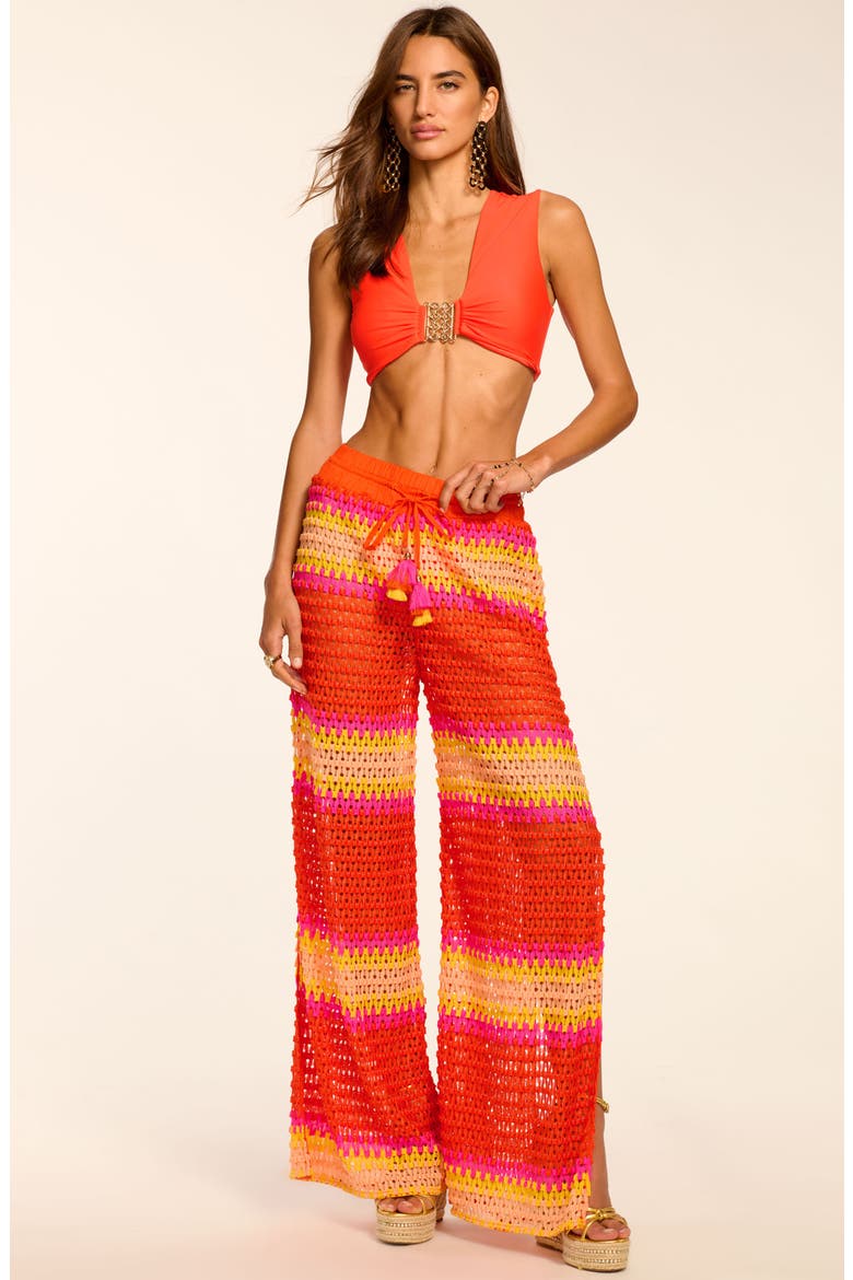 Larsa Open Stitch Cover-Up Pants, Alternate, color, VIVID ORANGE CROCHET