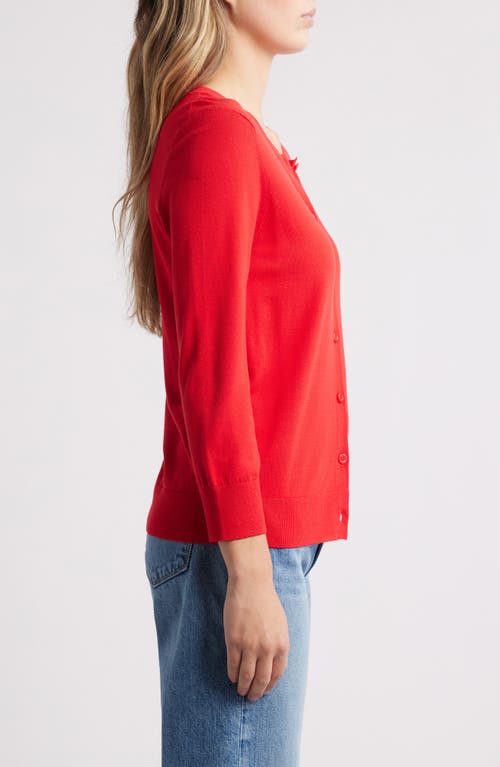 Caslonr Caslon(r) Crewneck Cardigan In Red Goji