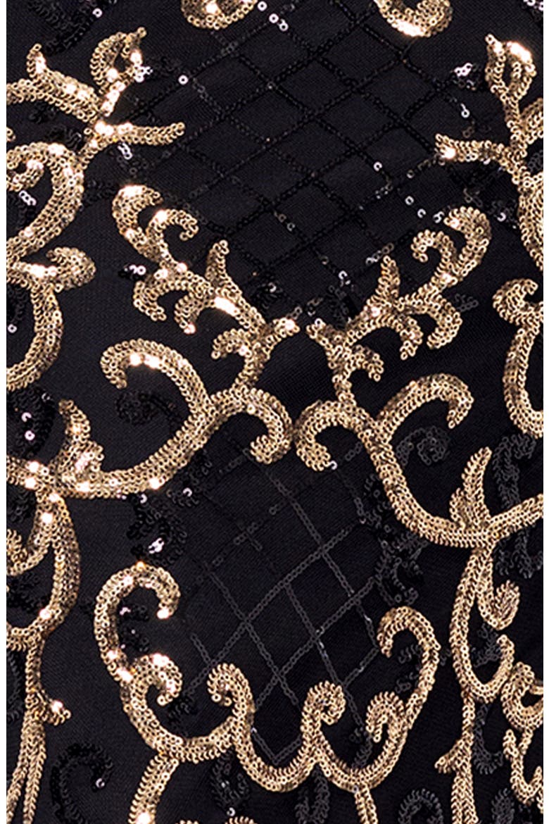Sequin Mermaid Gown, Alternate, color, BLACK/ GOLD