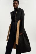 Karen Millen Color Block Belted Tailored Trench Coat